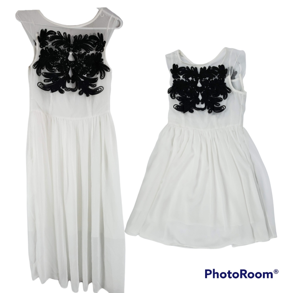 Mother & Daughter Twin Chiffon Dress White Long Sleeveless